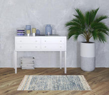 3' X 5' Blue Abstract Power Loom Distressed Non Skid Area Rug