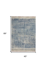 4' X 6' Blue Abstract Power Loom Distressed Non Skid Area Rug