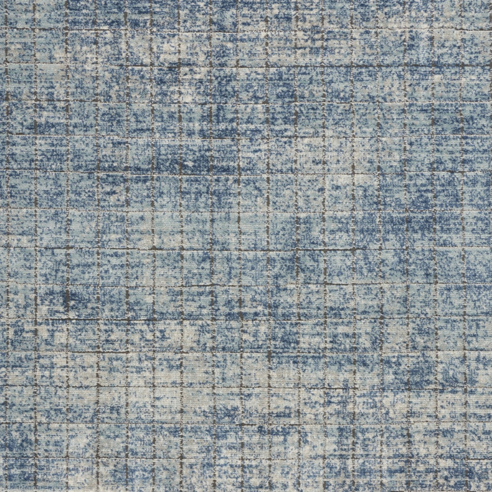 4' X 6' Blue Abstract Power Loom Distressed Non Skid Area Rug