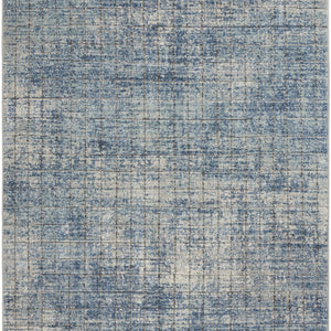 5' X 7' Blue Abstract Power Loom Distressed Non Skid Area Rug