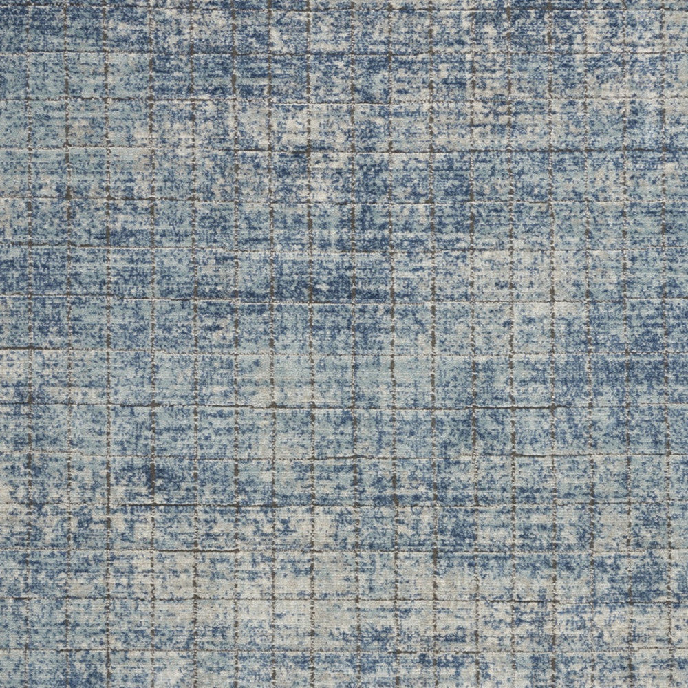 5' X 7' Blue Abstract Power Loom Distressed Non Skid Area Rug