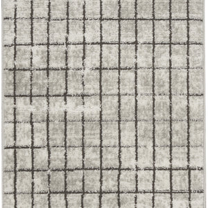 2' X 4' Ivory And Grey Abstract Power Loom Distressed Non Skid Area Rug