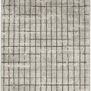 3' X 5' Ivory And Grey Abstract Power Loom Distressed Non Skid Area Rug