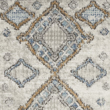 2' X 4' Ivory Grey And Blue Southwestern Power Loom Non Skid Area Rug