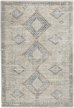 4' X 6' Ivory Grey And Blue Southwestern Power Loom Non Skid Area Rug