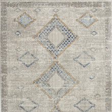 4' X 6' Ivory Grey And Blue Southwestern Power Loom Non Skid Area Rug