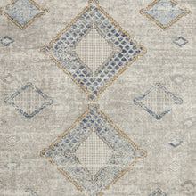 5' X 7' Ivory Grey And Blue Southwestern Power Loom Non Skid Area Rug