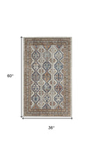 3' X 5' Grey Southwestern Power Loom Non Skid Area Rug