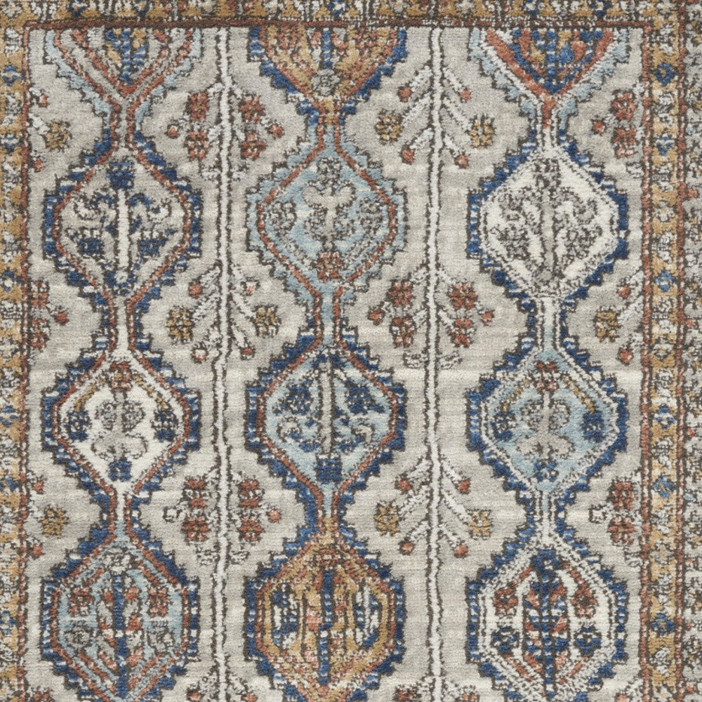 3' X 5' Grey Southwestern Power Loom Non Skid Area Rug