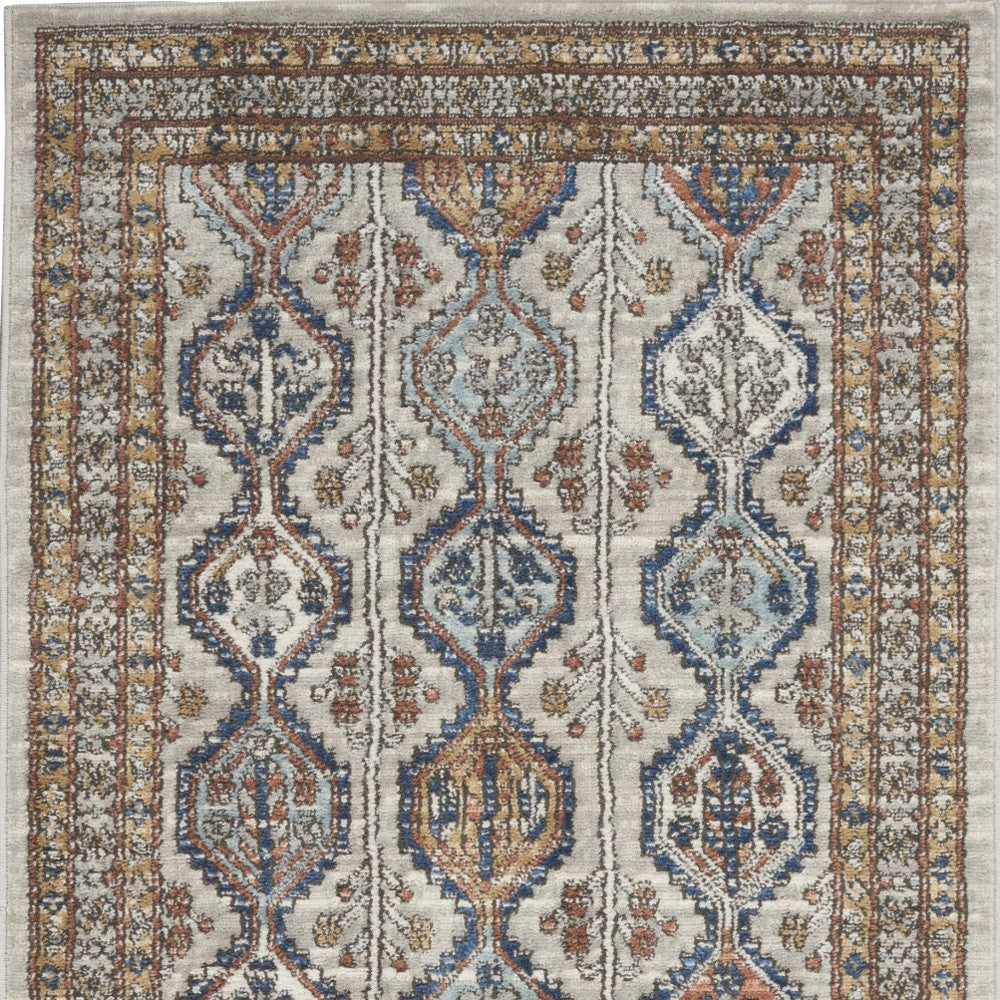 3' X 5' Grey Southwestern Power Loom Non Skid Area Rug