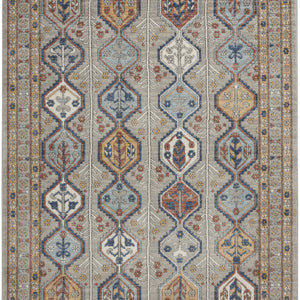 4' X 6' Grey Southwestern Power Loom Non Skid Area Rug