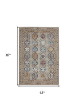 5' X 7' Grey Southwestern Power Loom Non Skid Area Rug