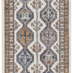 2' X 8' Ivory Southwestern Power Loom Non Skid Runner Rug