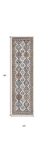 2' X 8' Ivory Southwestern Power Loom Non Skid Runner Rug