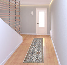 2' X 8' Ivory Southwestern Power Loom Non Skid Runner Rug