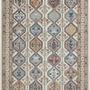 4' X 6' Ivory Southwestern Power Loom Non Skid Area Rug