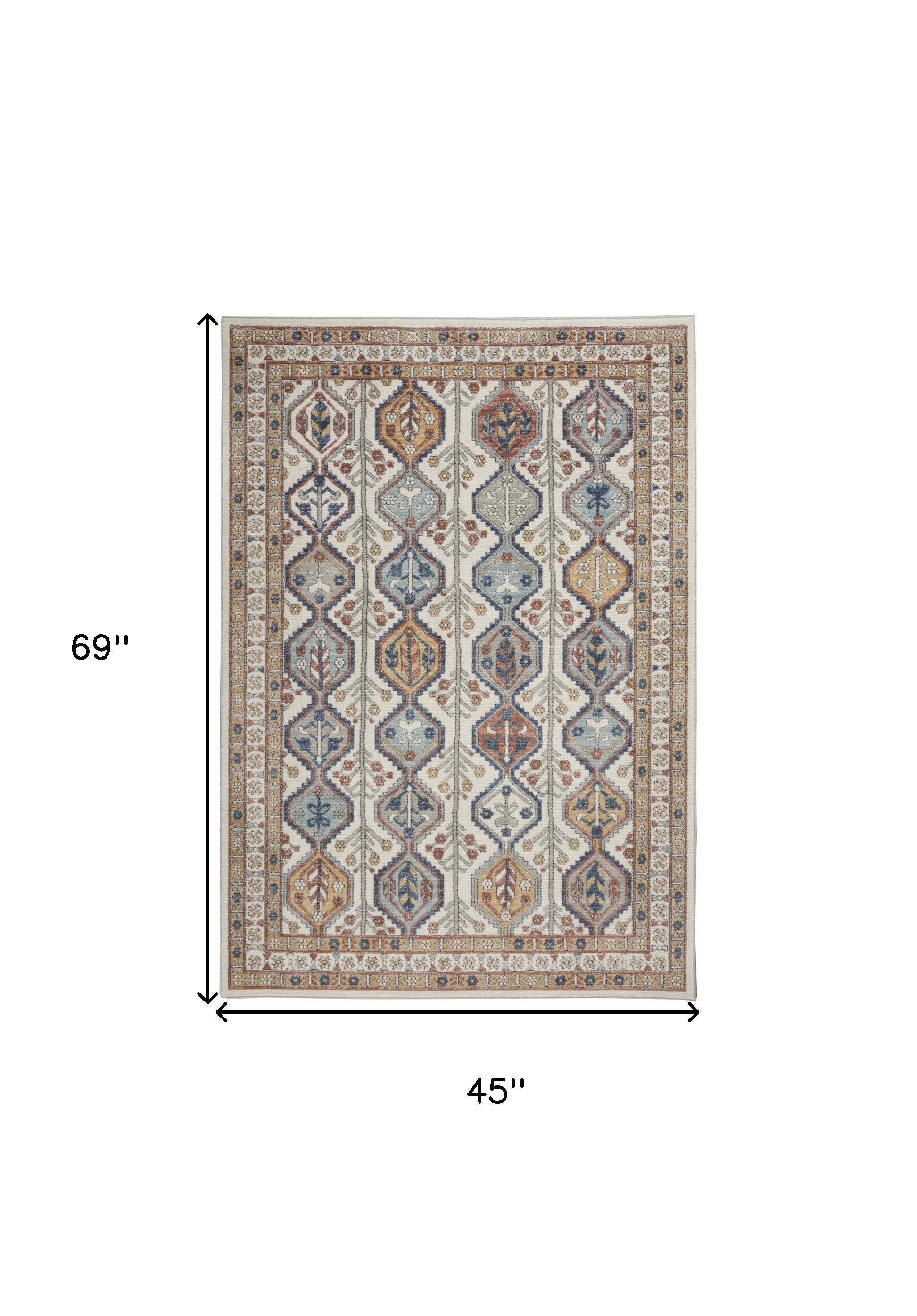 4' X 6' Ivory Southwestern Power Loom Non Skid Area Rug