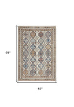 4' X 6' Ivory Southwestern Power Loom Non Skid Area Rug