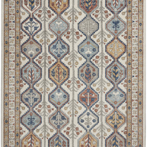5' X 7' Ivory Southwestern Power Loom Non Skid Area Rug