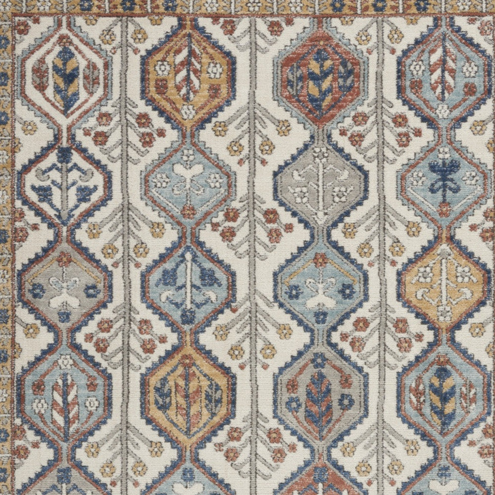 5' X 7' Ivory Southwestern Power Loom Non Skid Area Rug