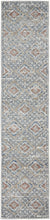 8' Blue And Ivory Southwestern Power Loom Non Skid Runner Rug