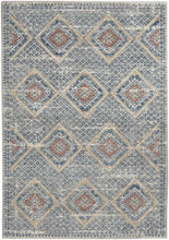 4' X 6' Blue And Ivory Southwestern Power Loom Non Skid Area Rug