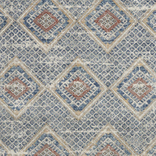 5' X 7' Blue And Ivory Southwestern Power Loom Non Skid Area Rug