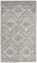 2' X 4' Grey Ivory And Blue Southwestern Power Loom Non Skid Area Rug
