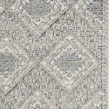 2' X 4' Grey Ivory And Blue Southwestern Power Loom Non Skid Area Rug