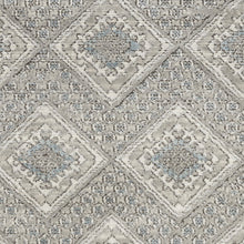 3' X 5' Grey Ivory And Blue Southwestern Power Loom Non Skid Area Rug