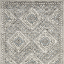 3' X 5' Grey Ivory And Blue Southwestern Power Loom Non Skid Area Rug