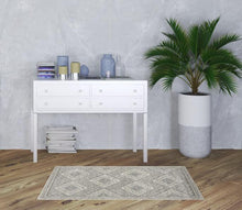 3' X 5' Grey Ivory And Blue Southwestern Power Loom Non Skid Area Rug