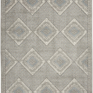 4' X 6' Grey Ivory And Blue Southwestern Power Loom Non Skid Area Rug