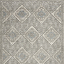 5' X 7' Grey Ivory And Blue Southwestern Power Loom Non Skid Area Rug