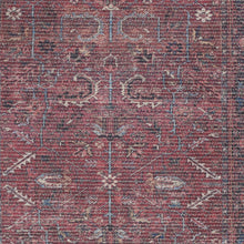 2' X 4' Brick Oriental Power Loom Distressed Washable Area Rug