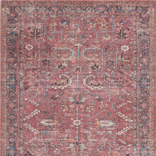 5' X 7' Brick Oriental Power Loom Distressed Washable Area Rug