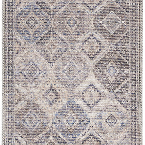 2' X 6' Ivory Latte Oriental Power Loom Distressed Washable Runner Rug