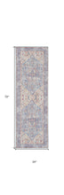 2' X 6' Blue Oriental Power Loom Distressed Washable Runner Rug