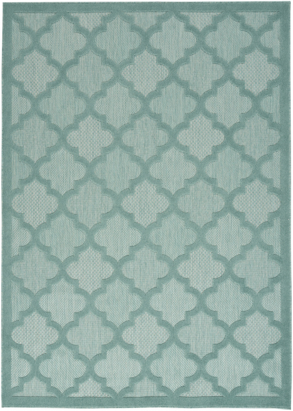 4' X 6' Aqua And Teal Ikat Indoor Outdoor Area Rug