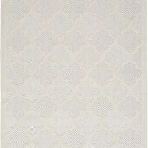 5' X 7' Ivory And White Ikat Indoor Outdoor Area Rug