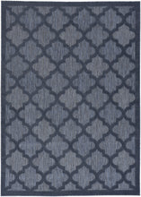 5' X 7' Navy Blue Ikat Indoor Outdoor Area Rug