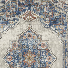 3' X 5' Blue And Grey Oriental Power Loom Non Skid Area Rug