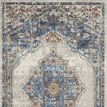 3' X 5' Blue And Grey Oriental Power Loom Non Skid Area Rug