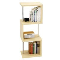 43" Cream Steel Three Tier Corner Bookcase