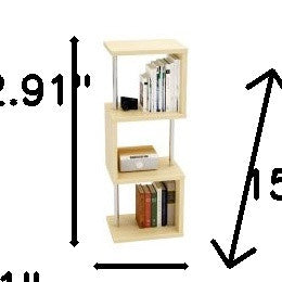 43" Cream Steel Three Tier Corner Bookcase