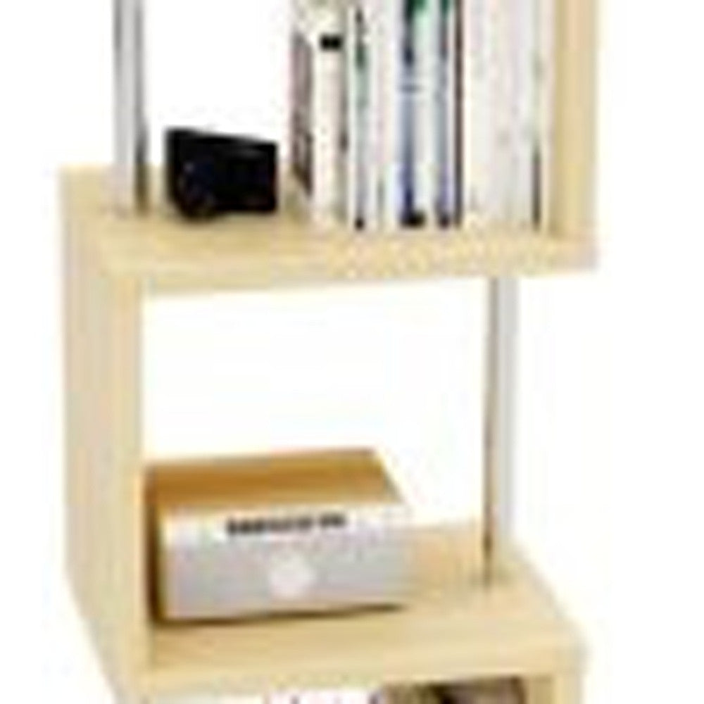 43" Cream Steel Three Tier Corner Bookcase