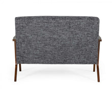 Compact Grey Fabric And Walnut Veneer Loveseat 44