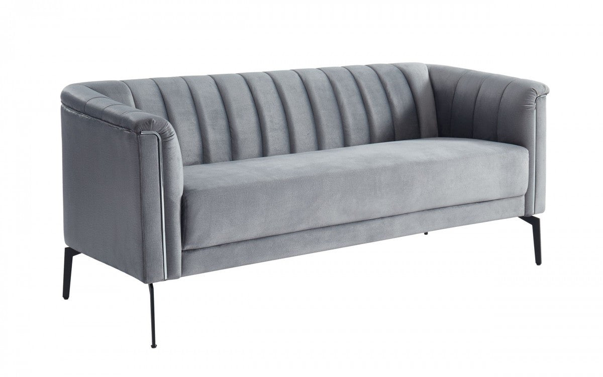 76" Grey And Silver Standard Sofa