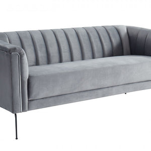 76" Grey And Silver Standard Sofa