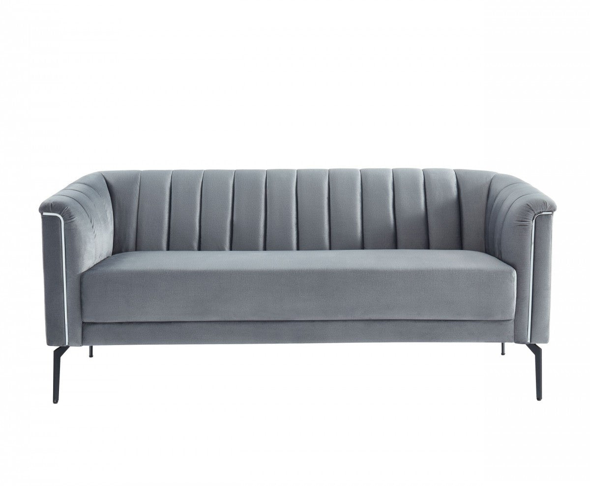 76" Grey And Silver Standard Sofa
